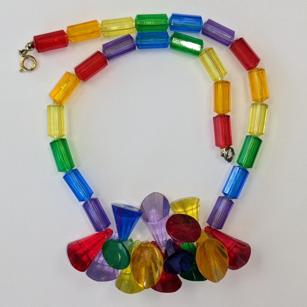 VTG RAINBOW CONE BEAD NECKLACE - Picture 2 of 11